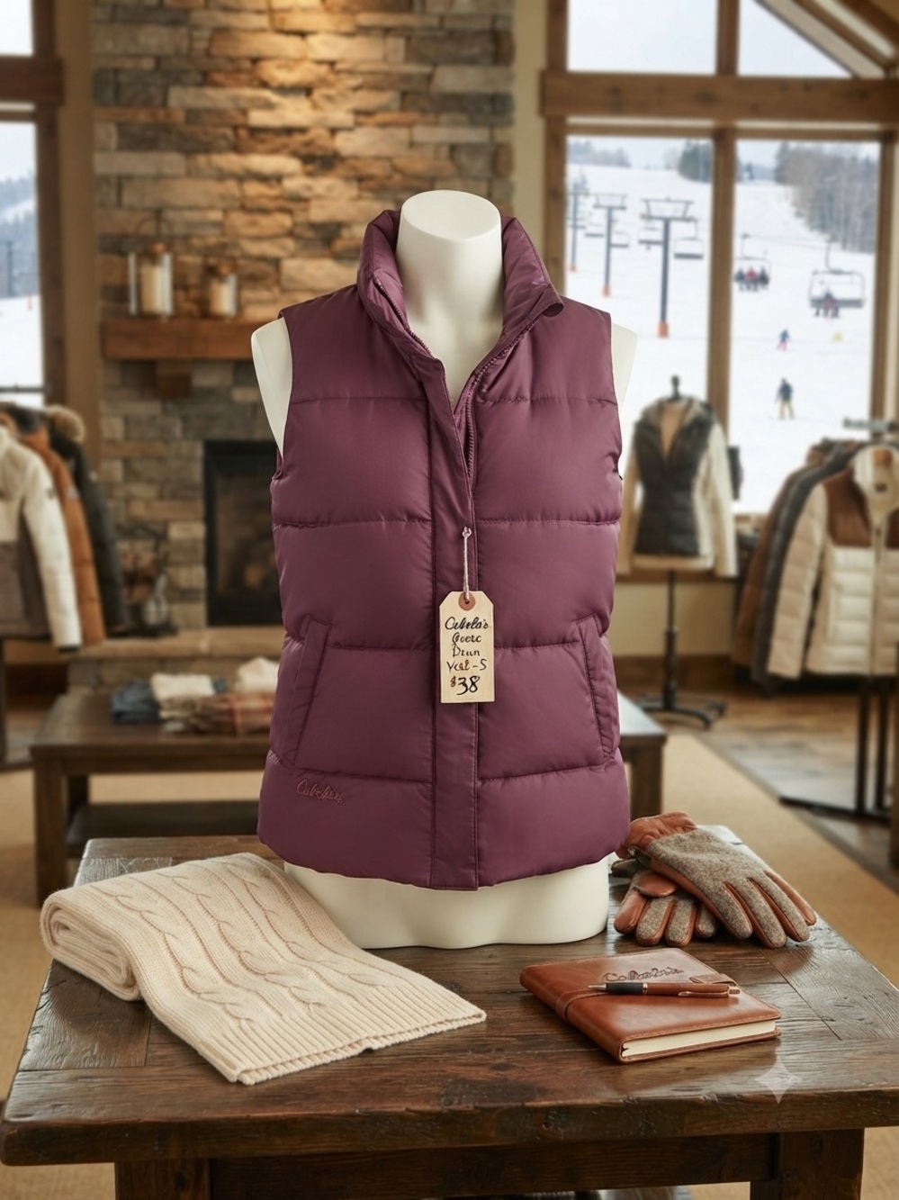 Cabela's Pink Goose Down Quilted Vest